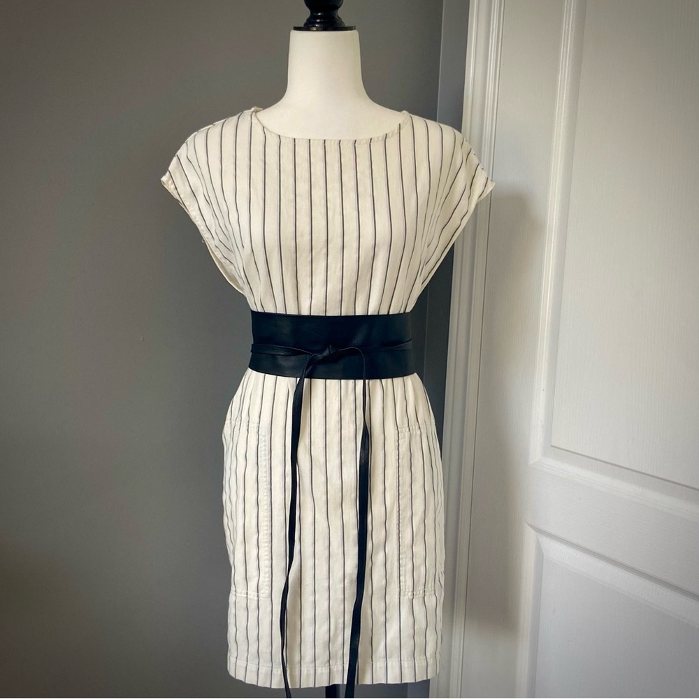 WILFRED Nori Striped Boxy Mini Shift Dress/Tunic